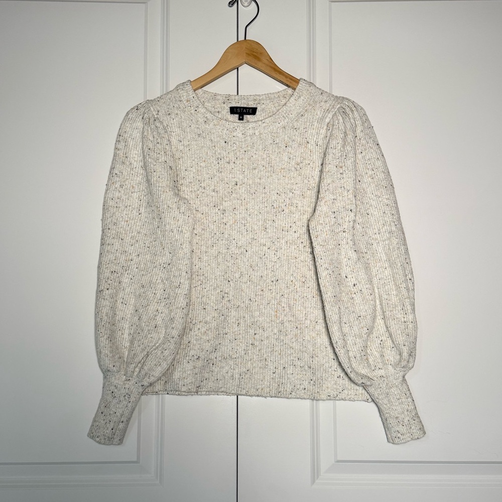1.STATE Cream Speckled Knit Sweater